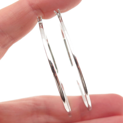 Sun 925 Sterling Silver Real Round-Cut Diamond Large Hoop Earrings