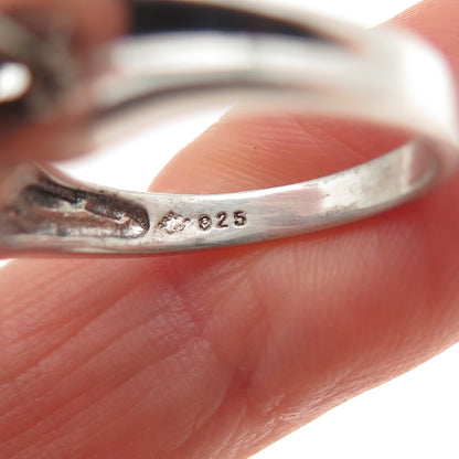 MONICA JAIN 925 Sterling Silver Vintage Real Ruby & White Topaz Ring Size 7