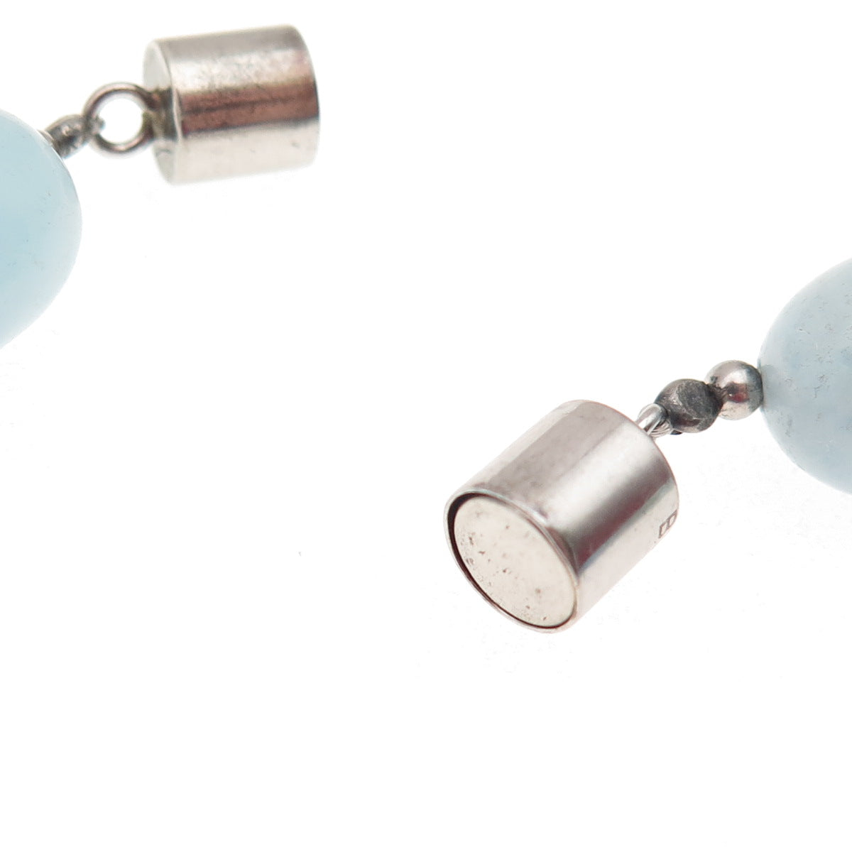 925 Sterling Silver Real Aquamarine Beaded Necklace 20"