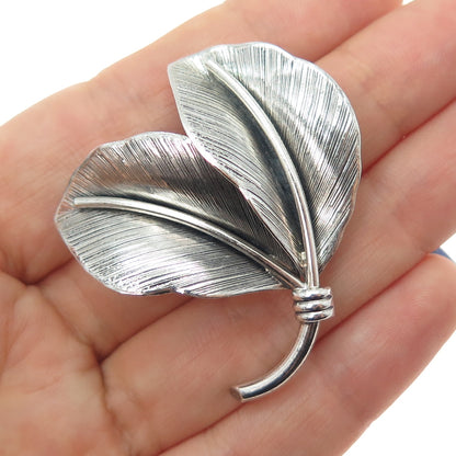 DANECRAFT 925 Sterling Silver Vintage Modernist Floral Leaf Oxidized Pin Brooch