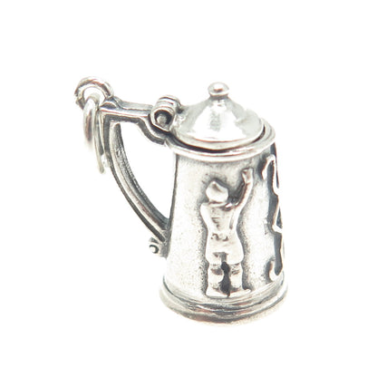 925 Sterling Silver Antique Art Deco Beer Stein Locket Pendant