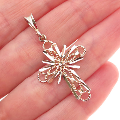 925 Sterling Silver Gold Plated Cross Charm Pendant