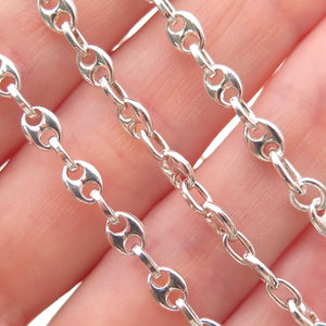 925 Sterling Silver Vintage Italy Anchor Mariner Chain Necklace 32"
