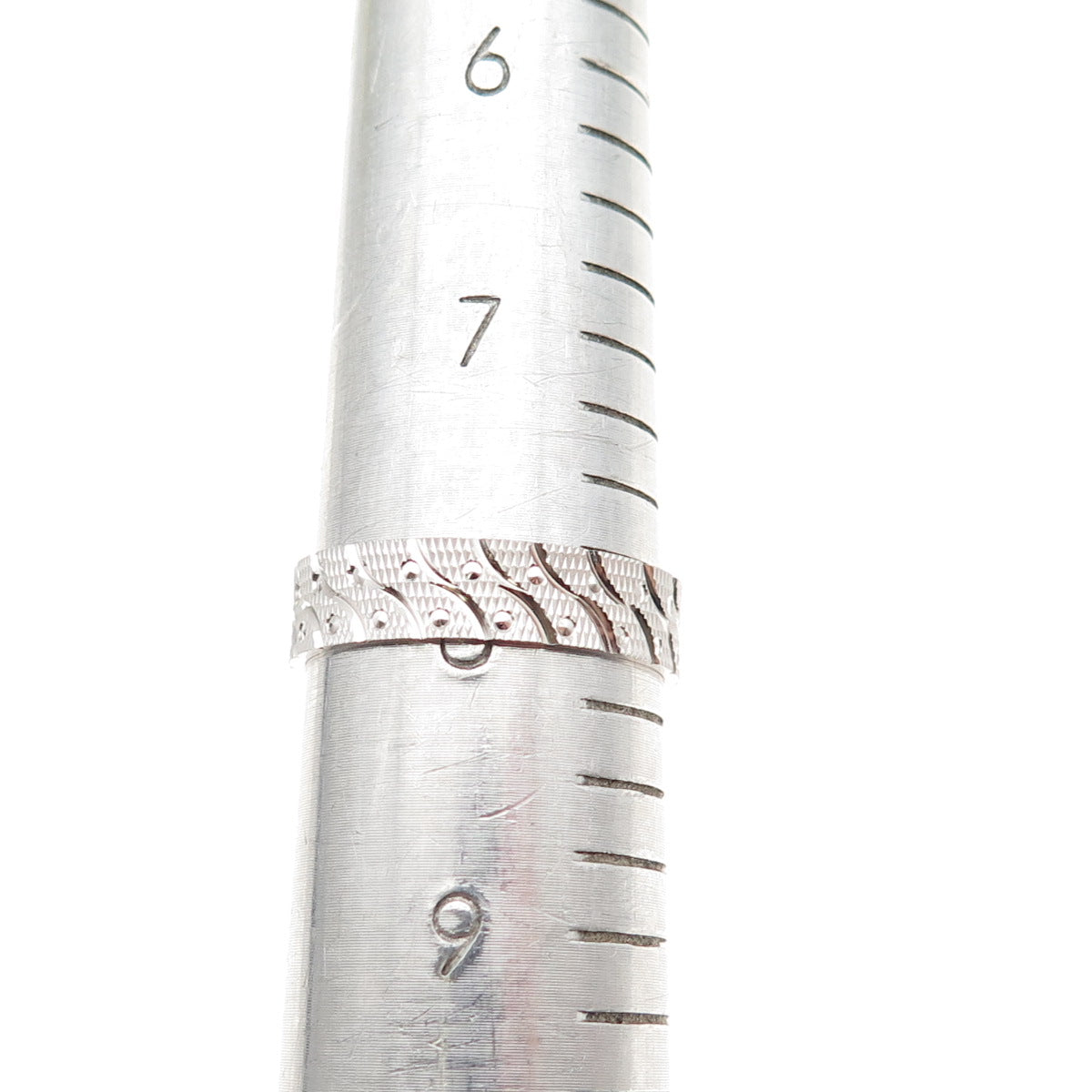AMRY 925 Sterling Silver Vintage Textured Band Ring Size 8