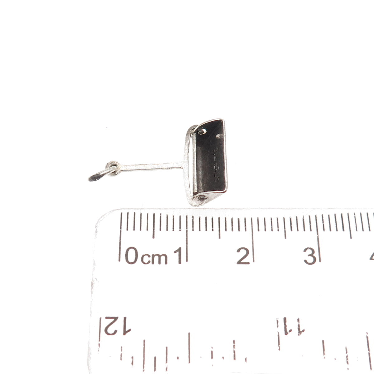 925 Sterling Silver Antique Art Deco Dust Bin Oxidized 3D Mini Charm Pendant