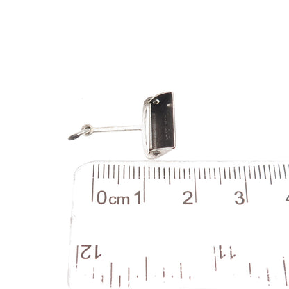 925 Sterling Silver Antique Art Deco Dust Bin Oxidized 3D Mini Charm Pendant