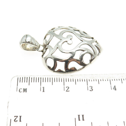 MILOR 925 Sterling Silver Vintage Italy Ornate Heart Pendant
