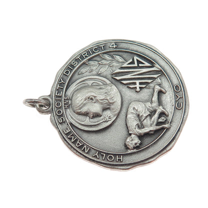 DIEGES & CLUST 925 Sterling Silver Vintage 1952 Holy Name Society Medal Pendant
