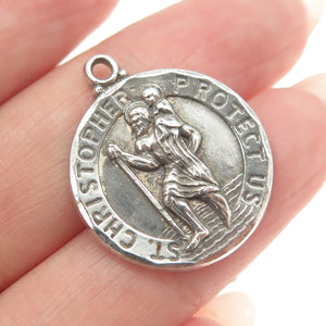 H.F. BARROWS CO. 925 Sterling Silver Antique Art Deco St. Christopher Pendant