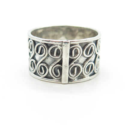 925 Sterling Silver Vintage Spiral Ann Around Band Ring Size 8.5