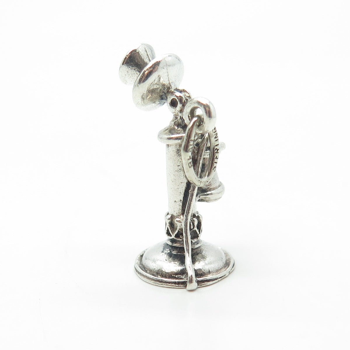 BEAU 925 Sterling Silver Vintage Candlestick Phone Charm Pendant