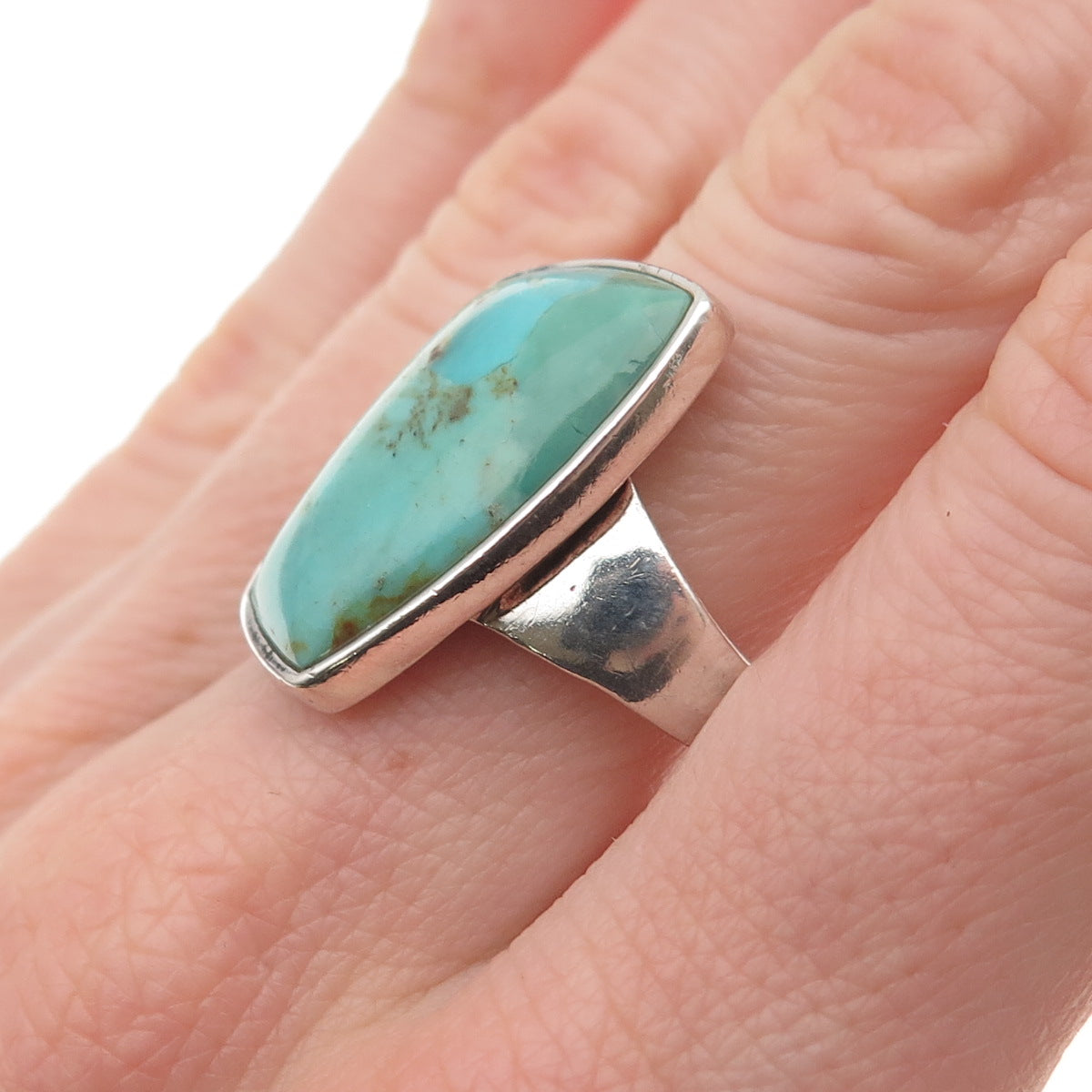 Barse Sterling Silver Vintage Real Lone Mountain Turquoise Modernist Ring Size 9