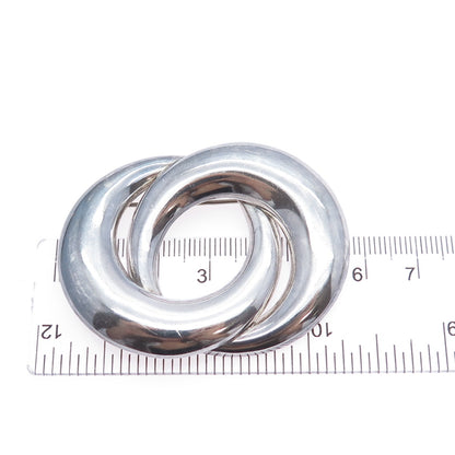 925 Sterling Silver Vintage Mexico Modernist Crescent Eternity Oxidized Brooch