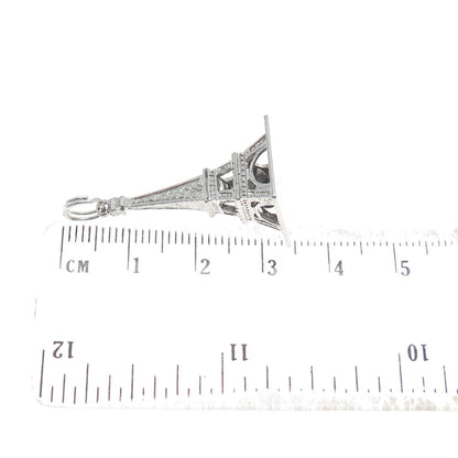 WELLS 925 Sterling Silver Vintage 1965 Eiffel Tower 3D Pendant