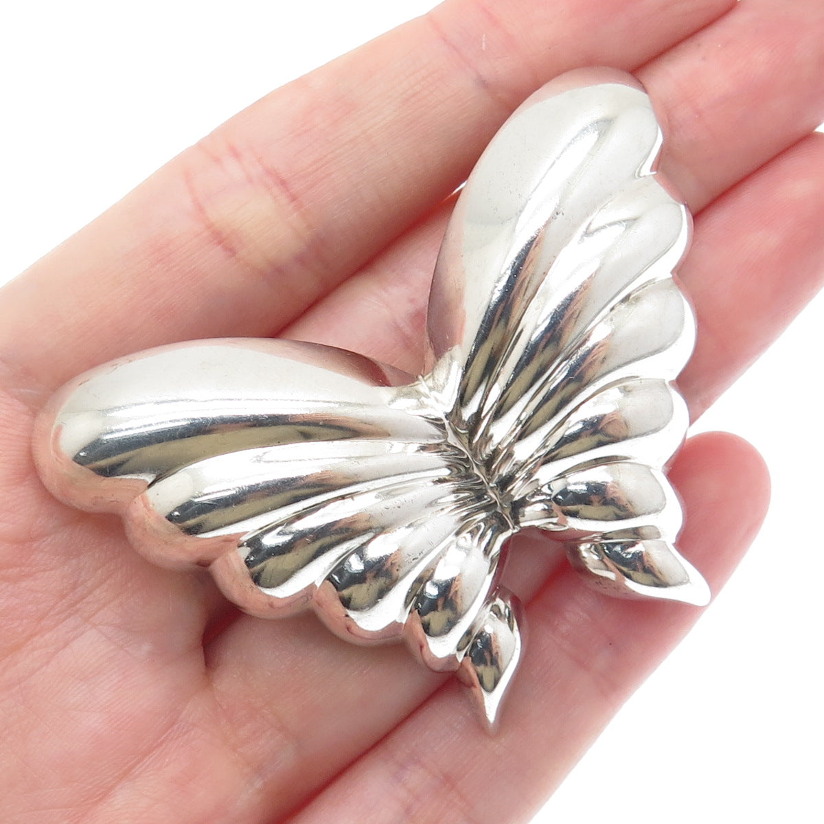 JONDELL 925 Sterling Silver Vintage Spain Puffy Butterfly Pin Brooch