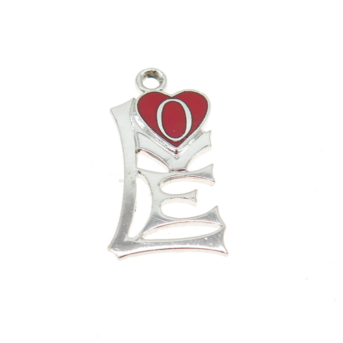 GRIFFITH & SONS CO 925 Sterling Silver Vintage Red Enamel LOVE Pendant