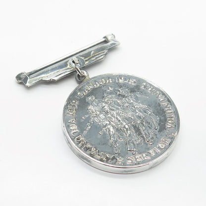 925 Sterling Silver Vintage Canada 1939 1945 Voluntary Service Coin Pin Brooch