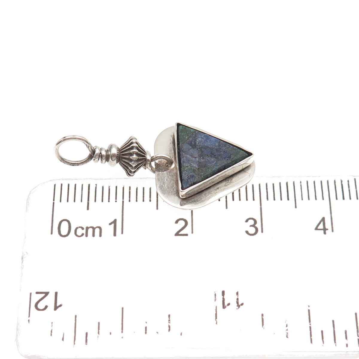 Old Pawn 925 Sterling Silver Vintage Southwestern Azurite Triangle Charm Pendant