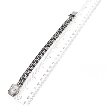 925 Sterling Silver Vintage Mexico Heavy 64.1g Bismark Link Oxidized Bracelet 8"