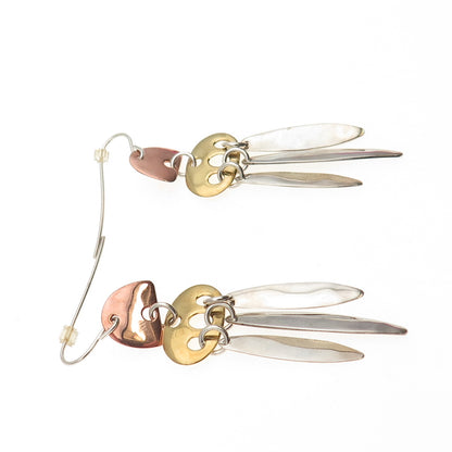 Robert Lee Morris 925 Sterling Silver 2-Tone Vintage Modernist Dangle Earrings