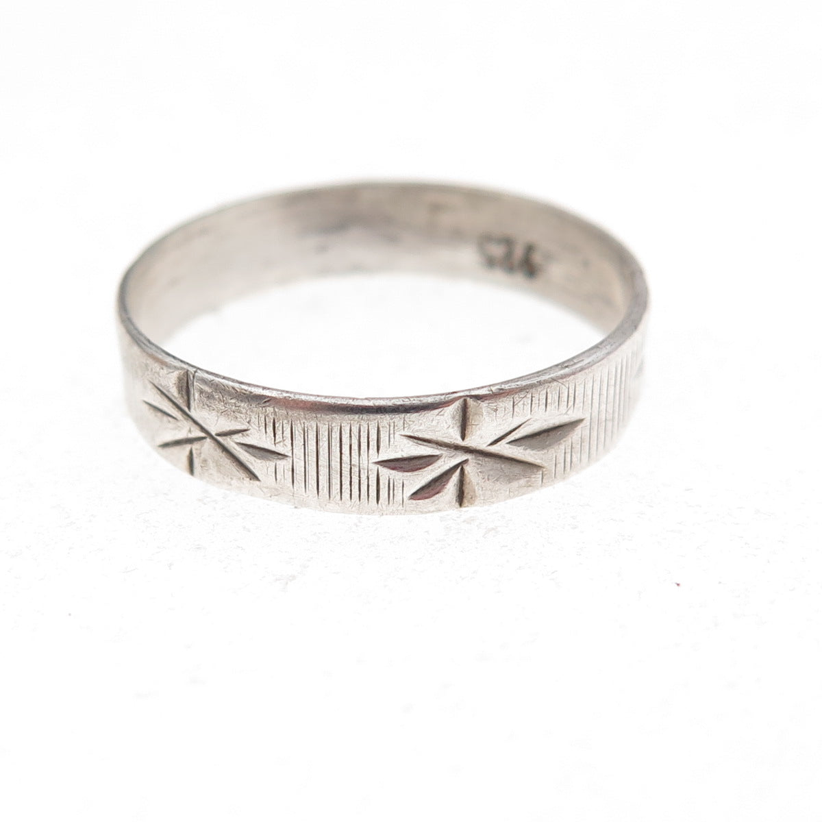 925 Sterling Silver Vintage Starburst Oxidized Band Ring Size 7