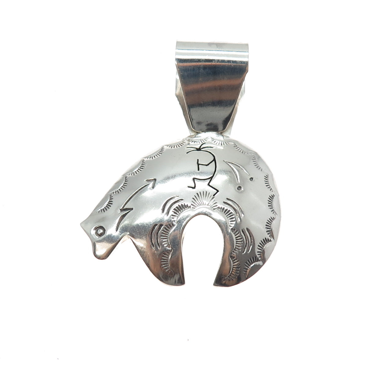 Sunwest & Kenneth Etsitty Navajo Old Pawn Sterling Silver Native Bear Pendant