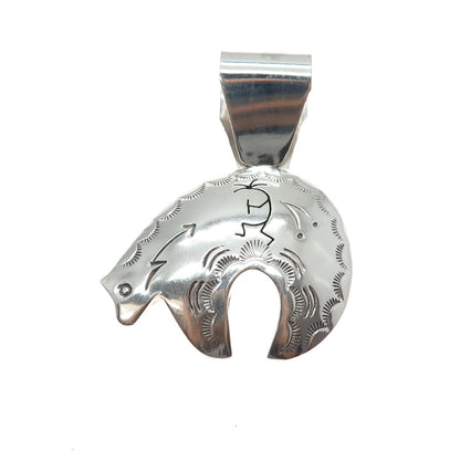Sunwest & Kenneth Etsitty Navajo Old Pawn Sterling Silver Native Bear Pendant