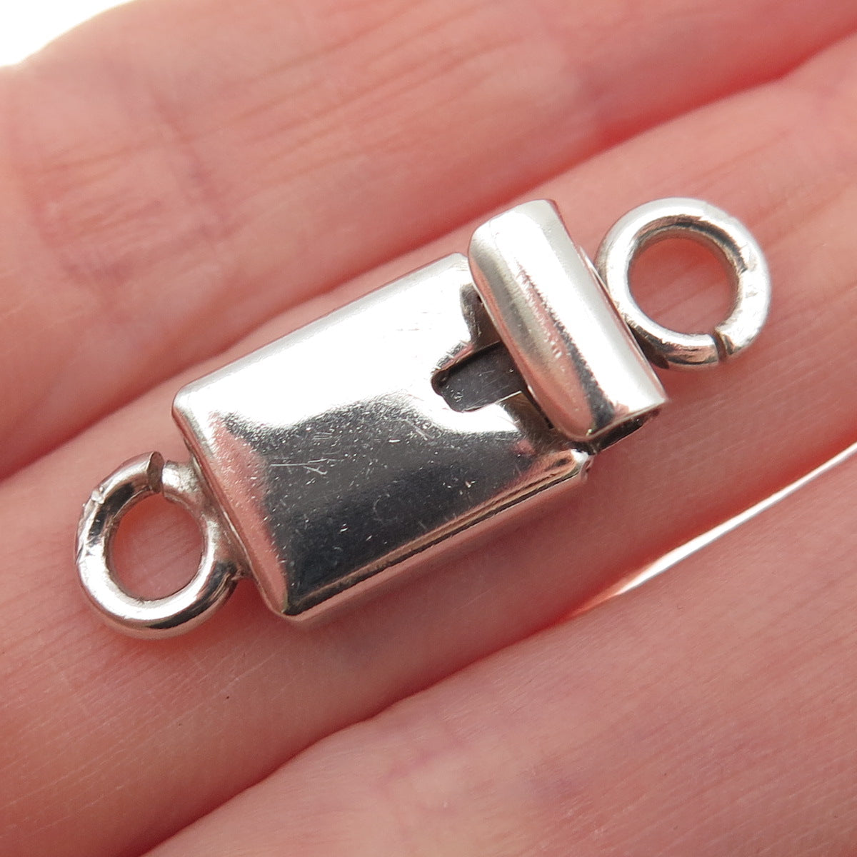 925 Sterling Silver Vintage Mexico Bracelet / Necklace Box Lock Clasp