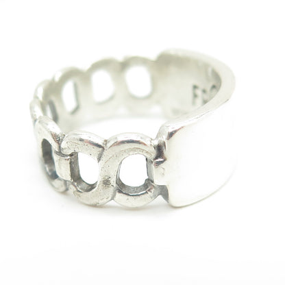 FRIENDSHIP 925 Sterling Silver Vintage Infinity Chain Link Band Ring Size 10