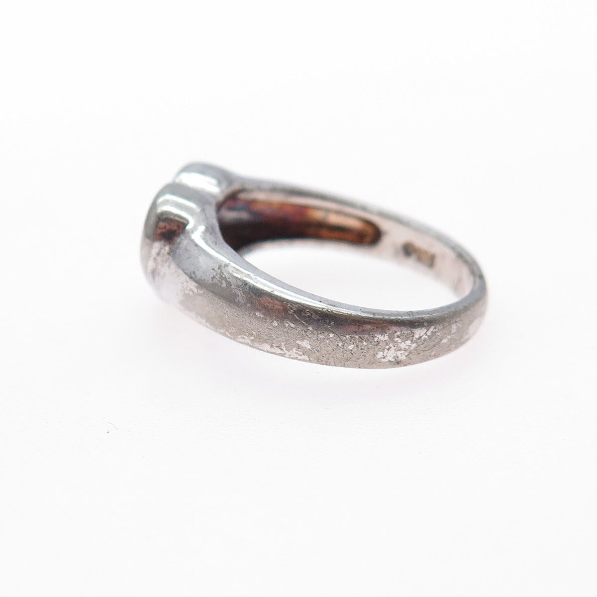 925 Sterling Silver Vintage Open Heart Oxidized Ring Size 6