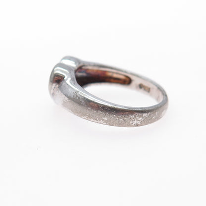 925 Sterling Silver Vintage Open Heart Oxidized Ring Size 6