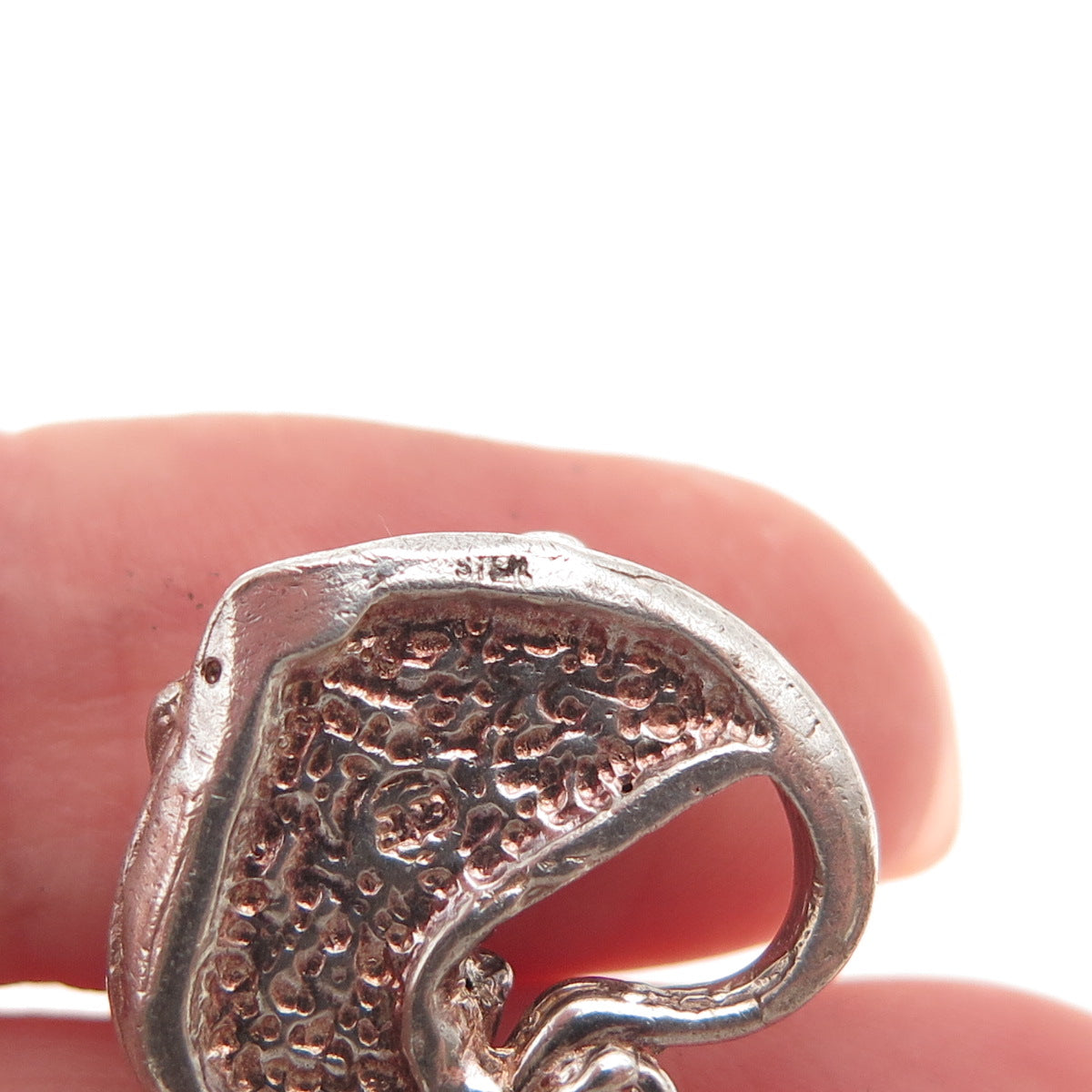 925 Sterling Silver Vintage Dog Heart Oxidized Charm Pendant