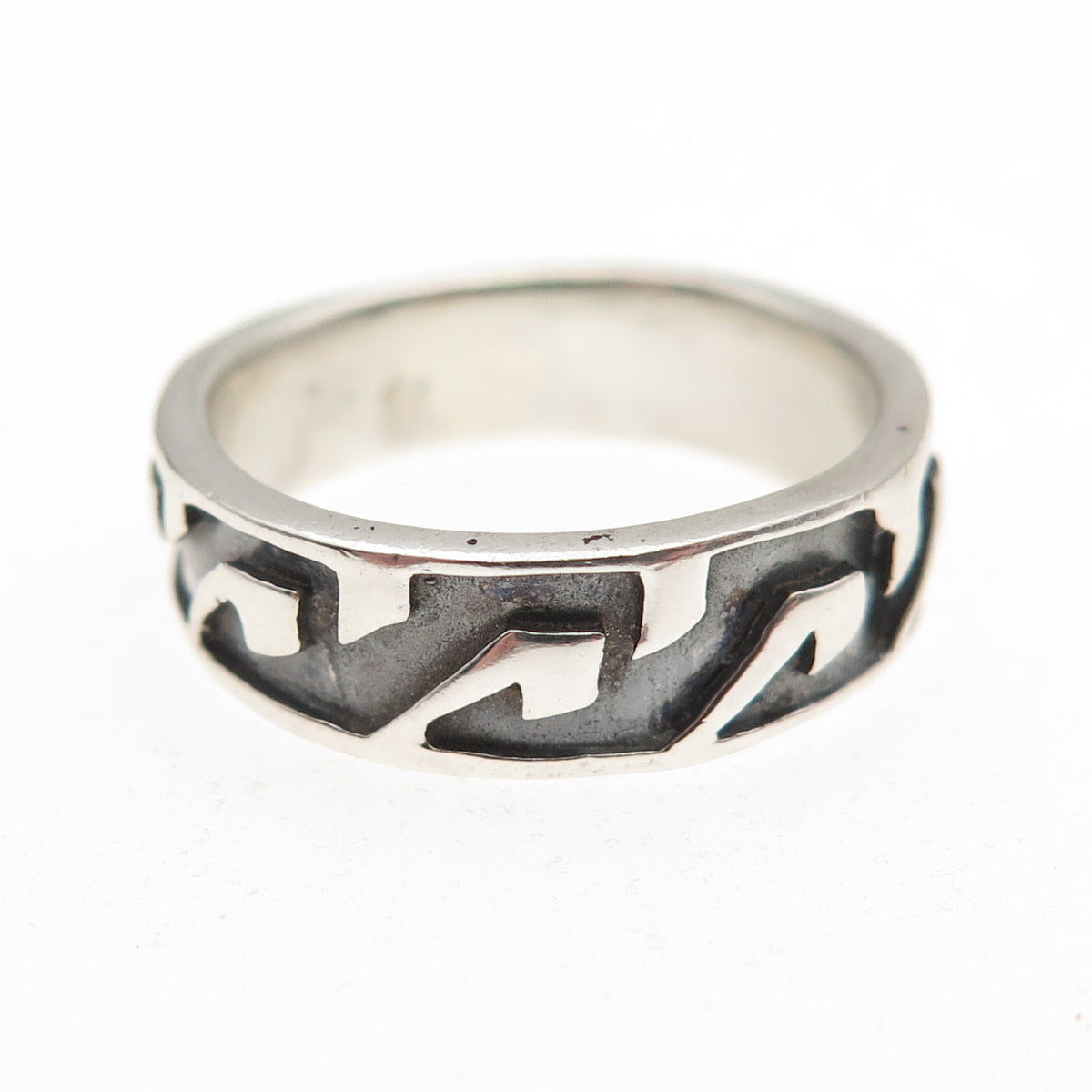 925 Sterling Silver Vintage Wave Oxidized Band Ring Size 6.5