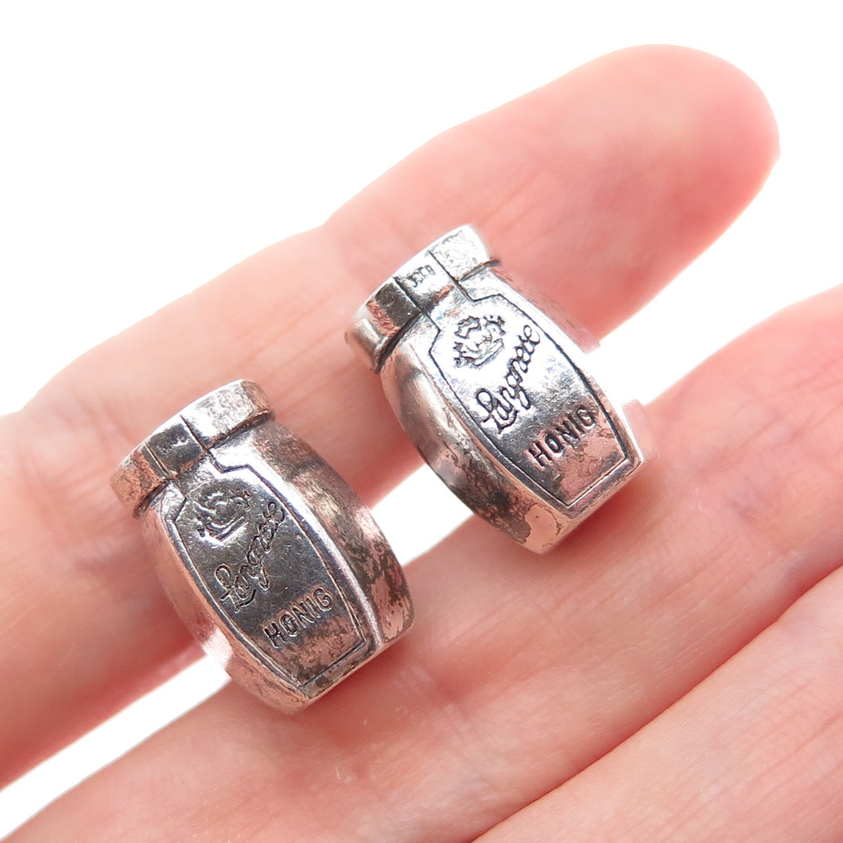 925 Sterling Silver Vintage Germany Langnese Honig Honey Oxidized Cufflinks