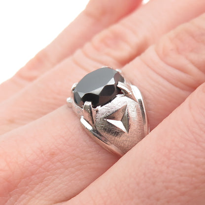 Wheeler Mfg Co. 925 Sterling Silver Antique Art Deco Real Hematite Ring Size 6.5