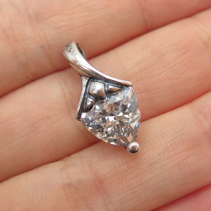 925 Sterling Silver Triangle-Cut C Z Minimalist Charm Pendant