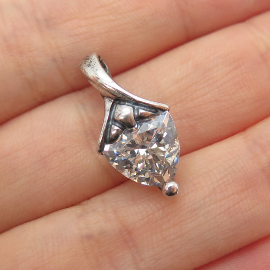 925 Sterling Silver Triangle-Cut C Z Minimalist Charm Pendant