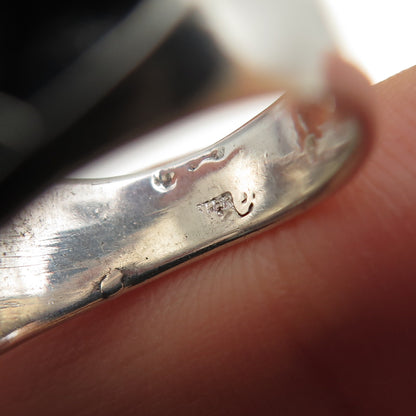 925 Sterling Silver Vintage Pentagram Oxidized Biker Ring Size 5.5