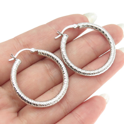 925 Sterling Silver Ornate Hoop Earrings