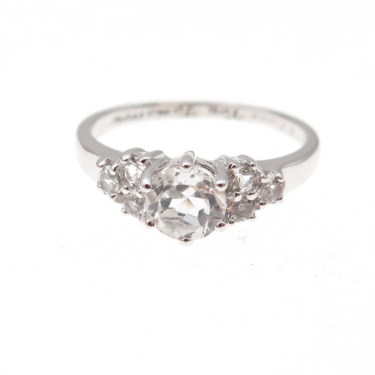 Bradford 925 Sterling Silver Real White Topaz Engagement Ring Size 9.25