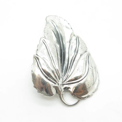 925 Sterling Silver Vintage Danecraft Leaf Floral Pin Brooch