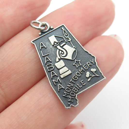 J.M. FISHER 925 Sterling Silver Vintage "Alabama Montgomery Mobile" Pendant