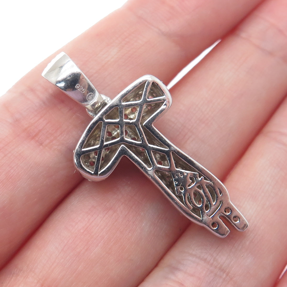 925 Sterling Silver Round-Cut C Z Sparkle Melted Letter T Initial Charm Pendant