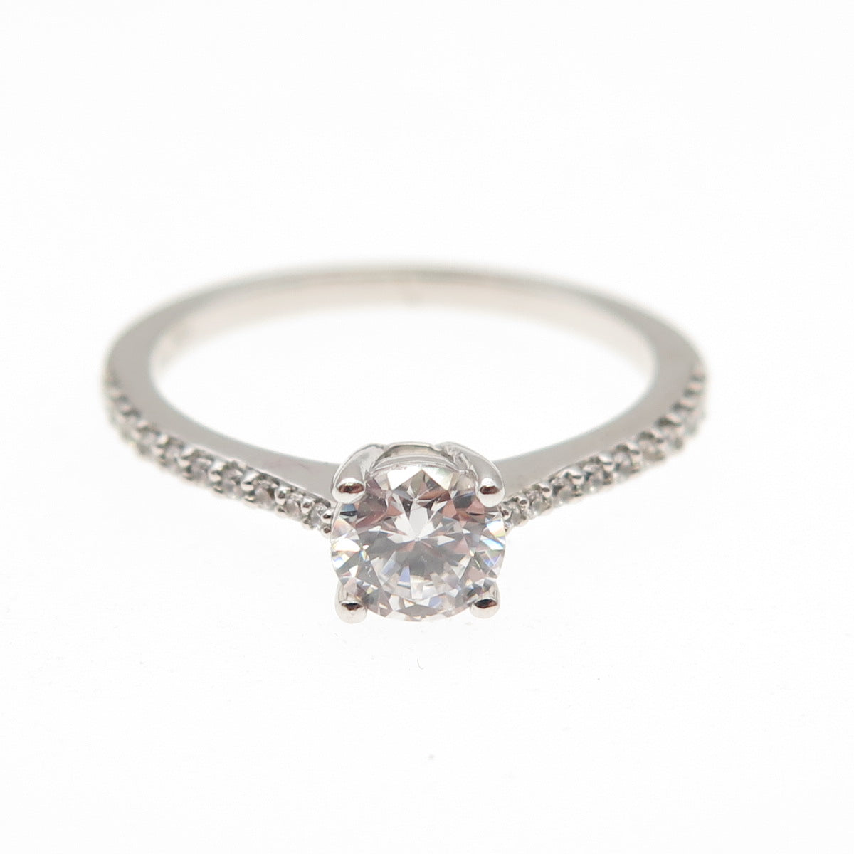 925 Sterling Silver Round-Cut C Z Engagement Ring Size 6.25