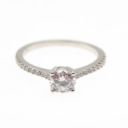 925 Sterling Silver Round-Cut C Z Engagement Ring Size 6.25