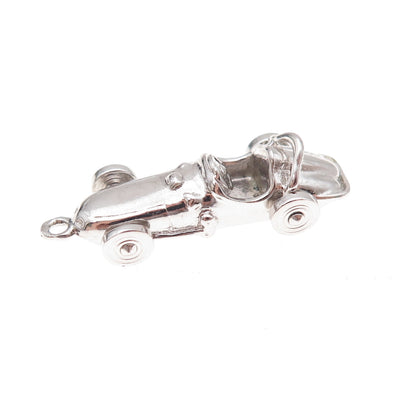 925 Sterling Silver Vintage Race Car 3D Charm Pendant