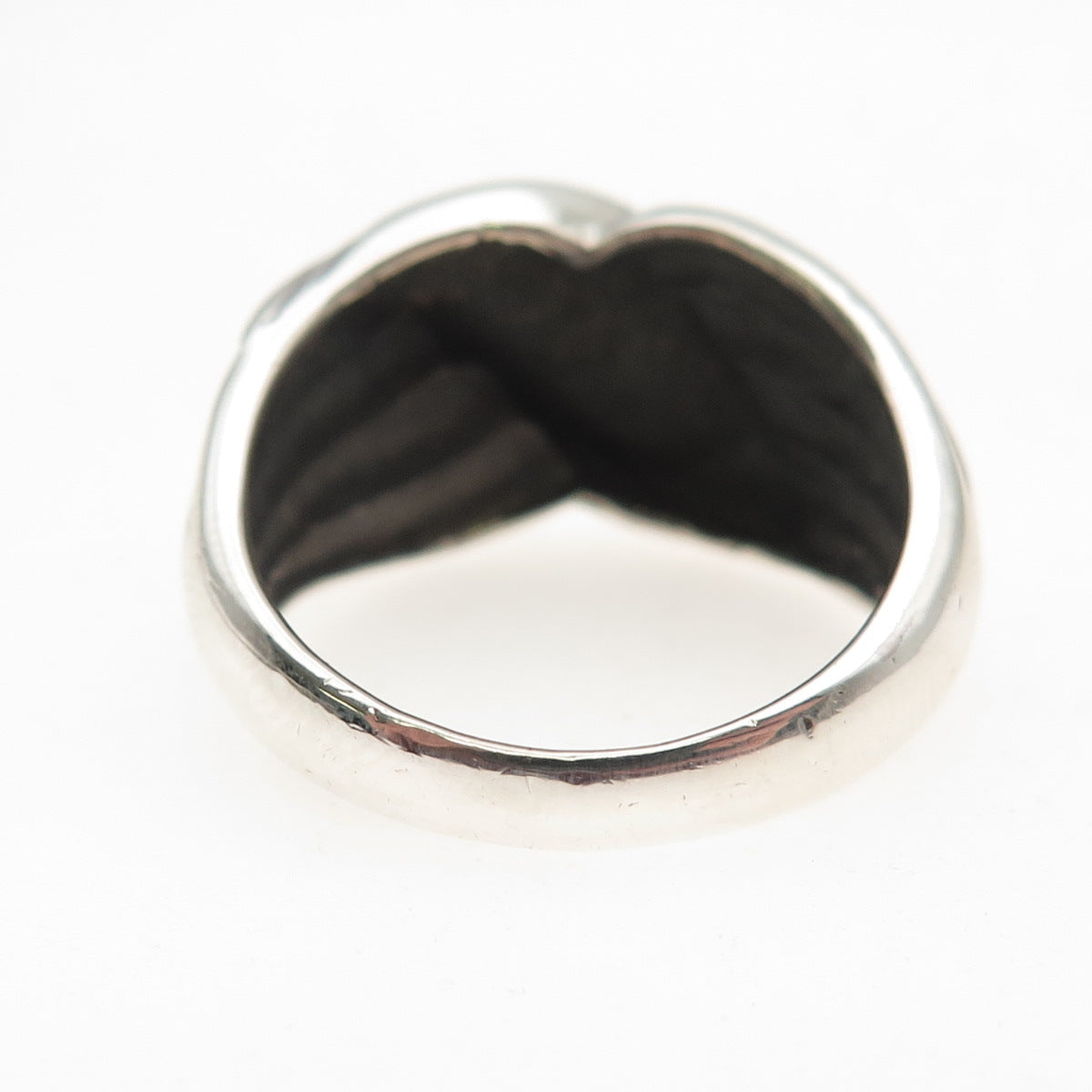 925 Sterling Silver Vintage Modernist Oxidized Ring Size 8.5