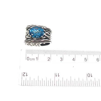 EFFY 925 Sterling Silver Real Swiss Blue Topaz Slide Charm Pendant