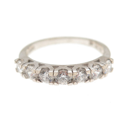 925 Sterling Silver Round-Cut C Z Half Eternity Band Ring Size 6