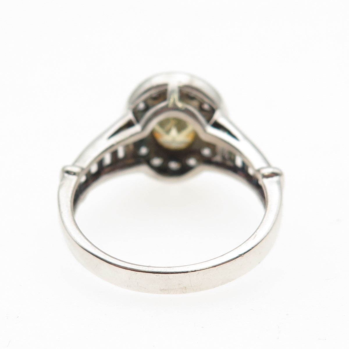 925 Sterling Silver Real Oval-Cut Citrine & C Z Ring Size 8